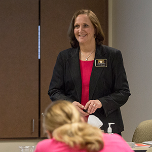 Picture of Anita Barrett in the classroom.